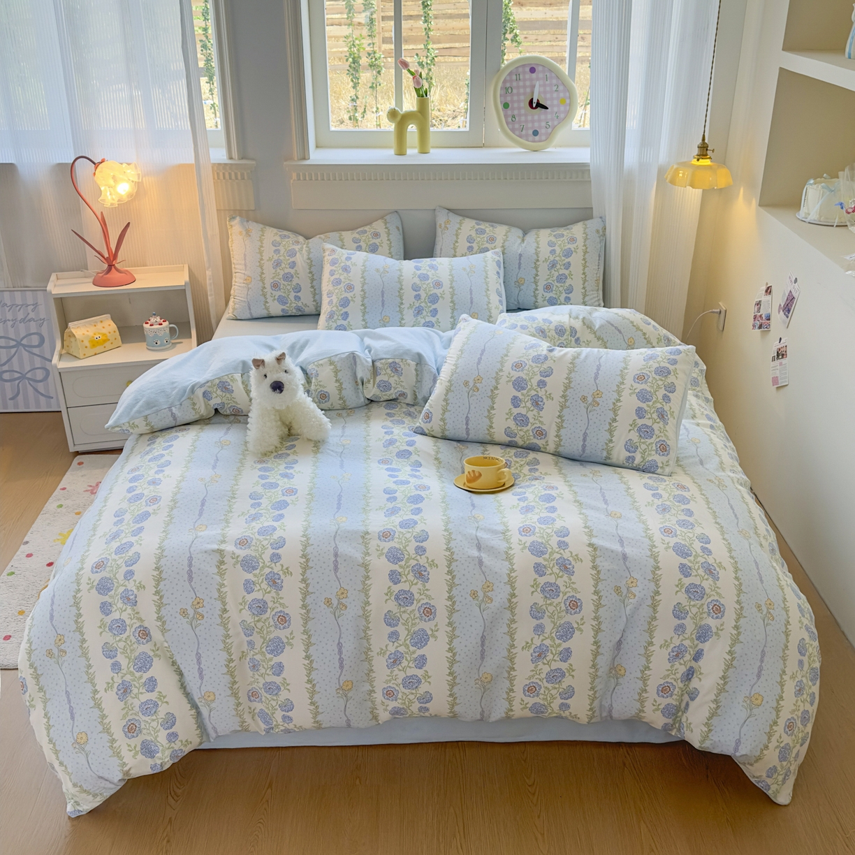 91家纺网 家纺一手货源 找家纺 KA家纺 2025新款秋冬A棉B绒纯棉牛奶绒棉加绒四件套 花涧