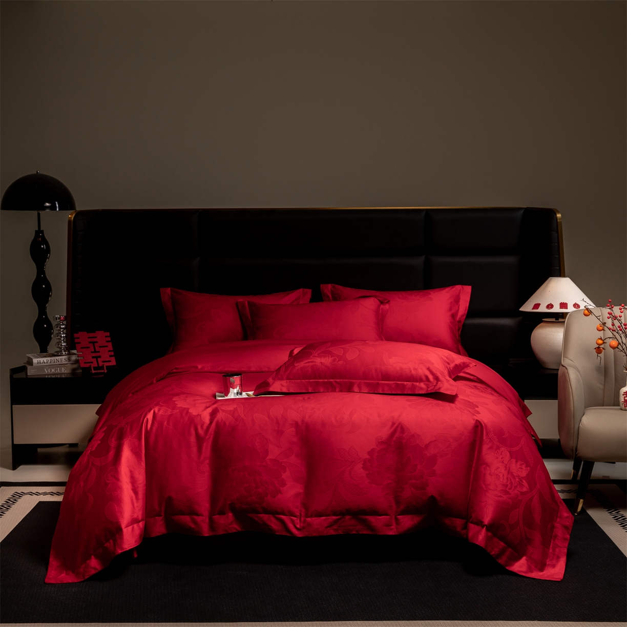 91家纺网 家纺一手货源 找家纺 （总）欧乐蒂 2025新款高支高密婚庆提花四件套