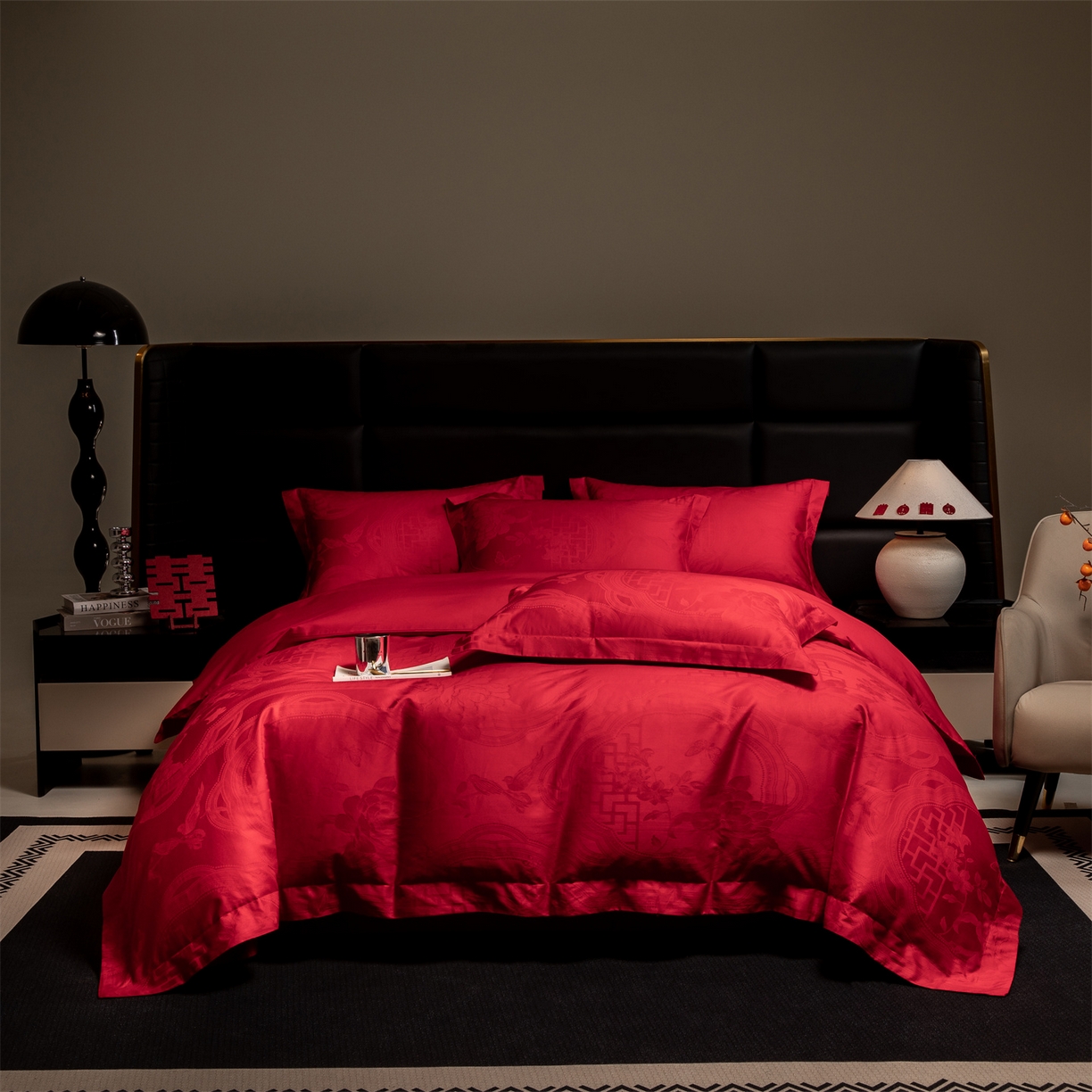 91家纺网 家纺一手货源 找家纺 （总）欧乐蒂 2025新款高支高密婚庆提花四件套