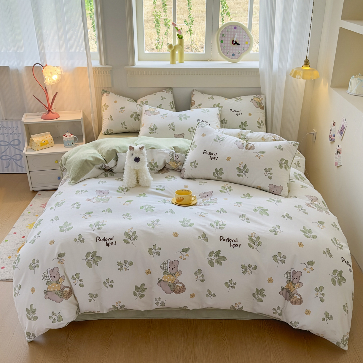 91家纺网 家纺一手货源 找家纺 KA家纺 2025新款秋冬A棉B绒纯棉牛奶绒棉加绒四件套 米粒熊