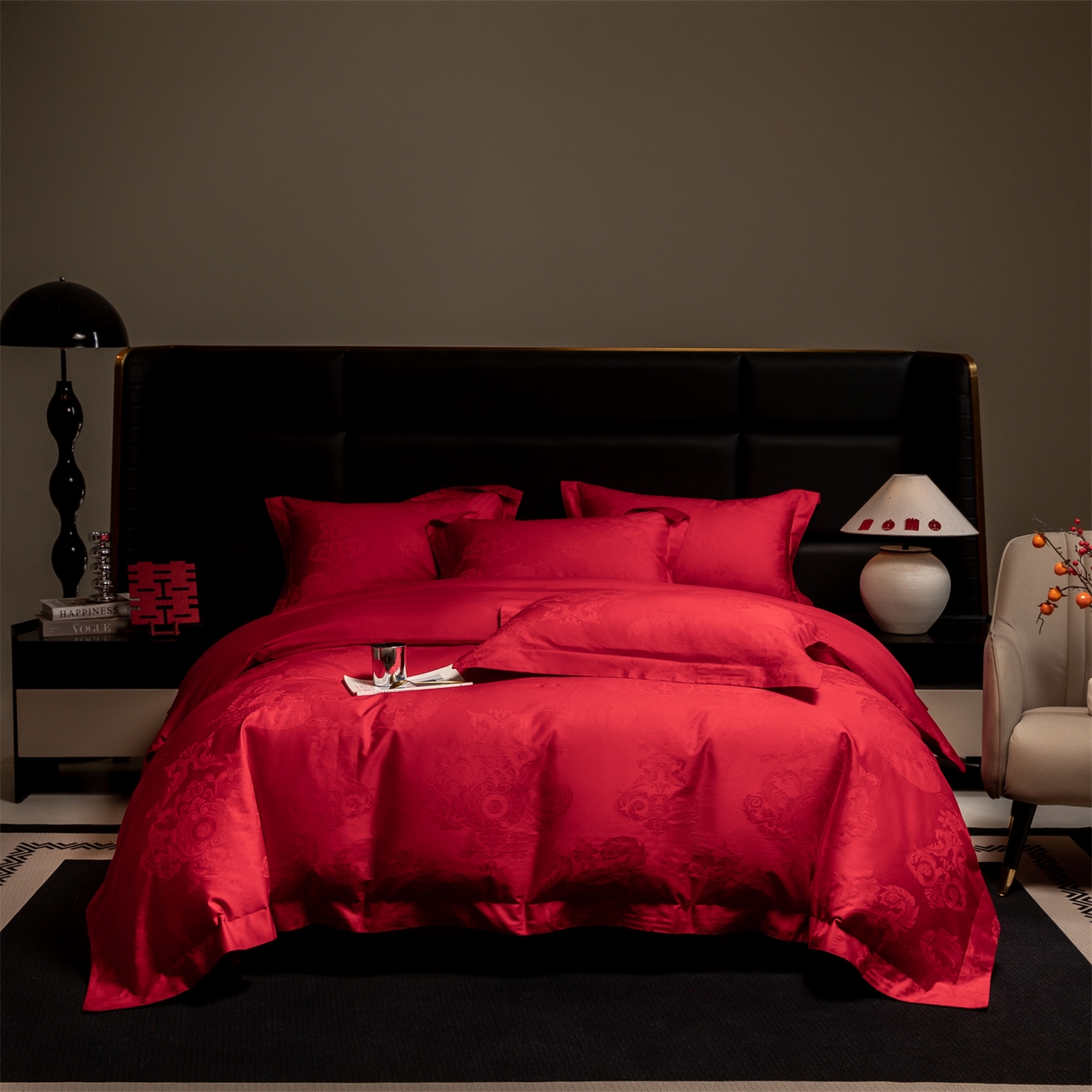 91家纺网 家纺一手货源 找家纺 （总）欧乐蒂 2025新款高支高密婚庆提花四件套