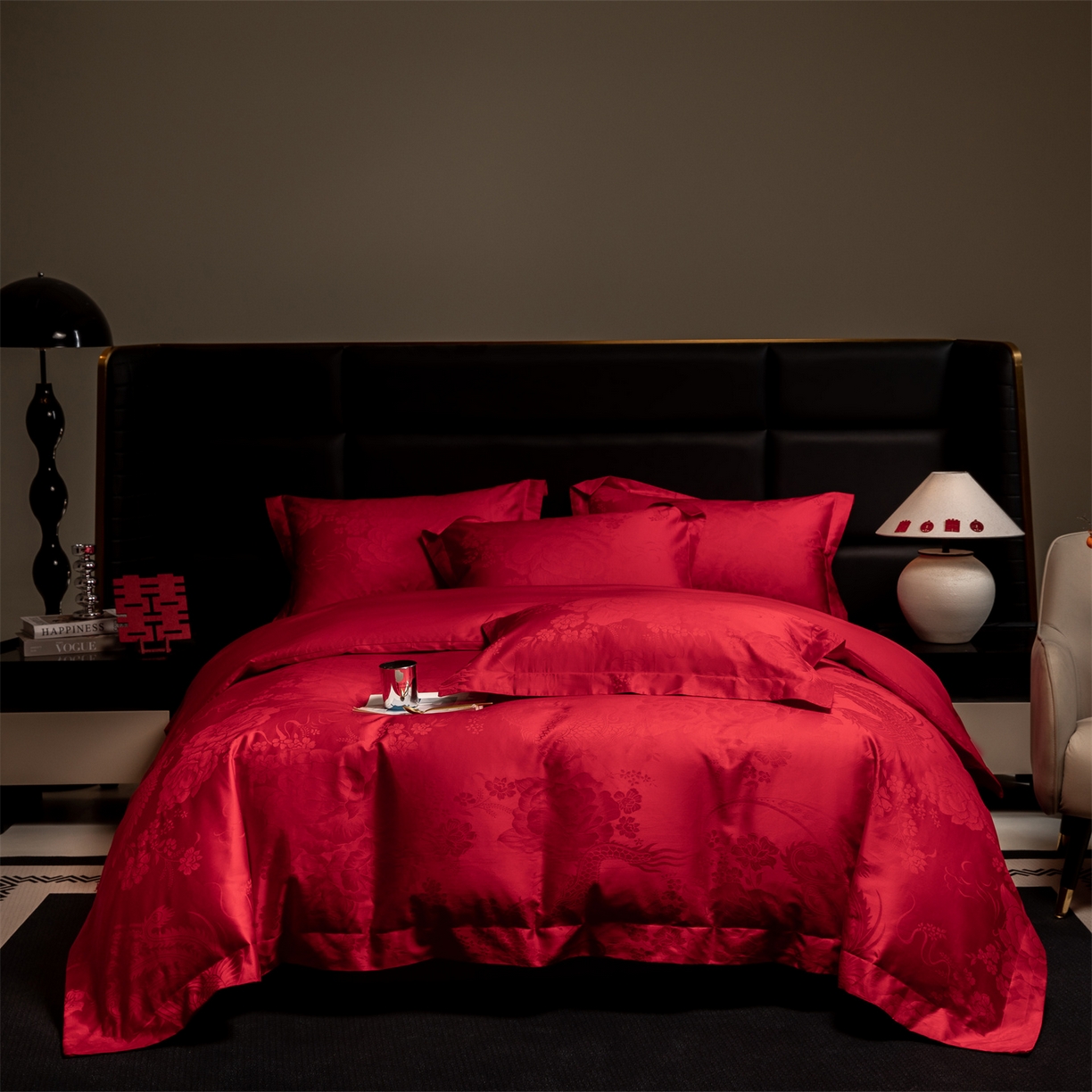 91家纺网 家纺一手货源 找家纺 （总）欧乐蒂 2025新款高支高密婚庆提花四件套