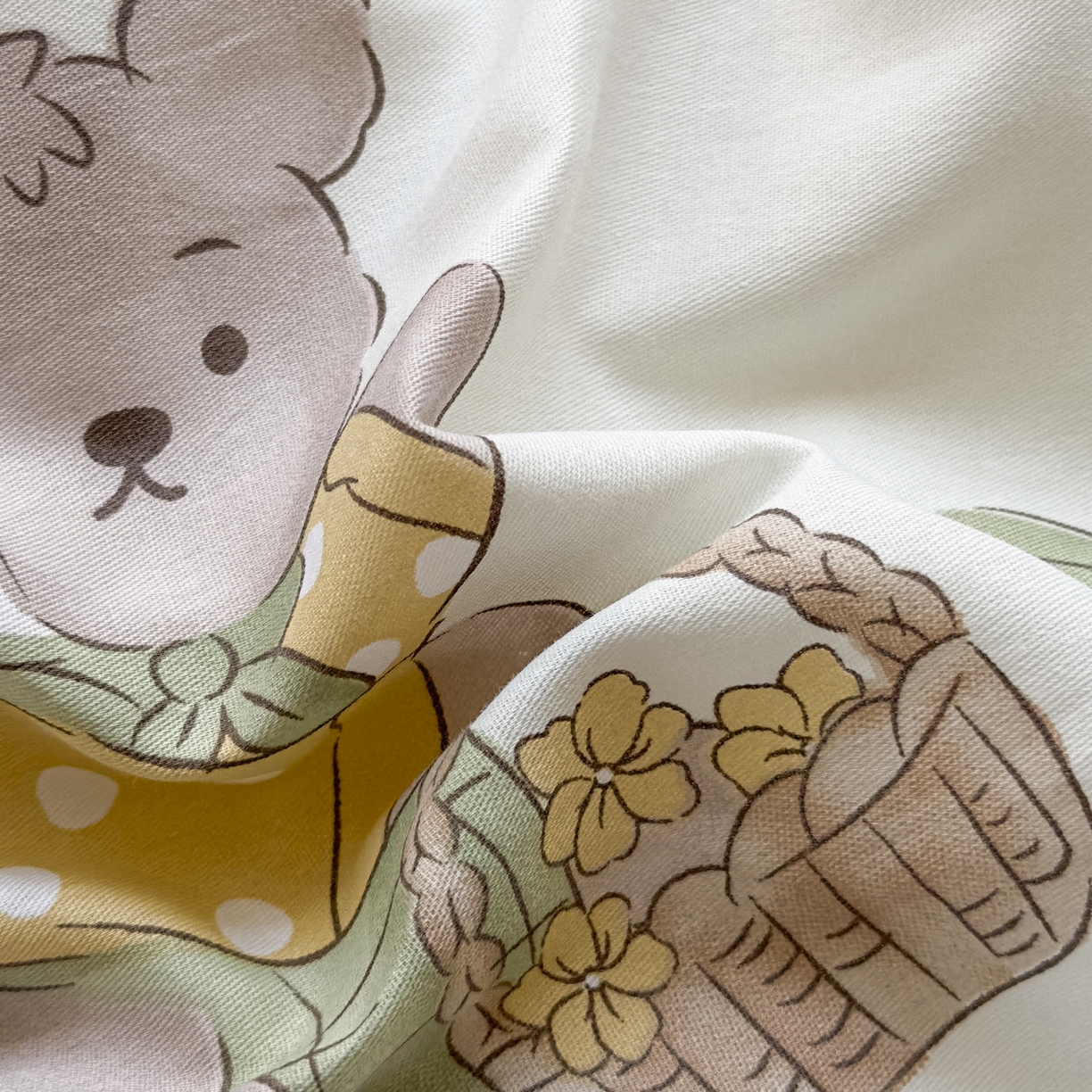 91家纺网 家纺一手货源 找家纺 KA家纺 2025新款秋冬A棉B绒纯棉牛奶绒棉加绒四件套 米粒熊