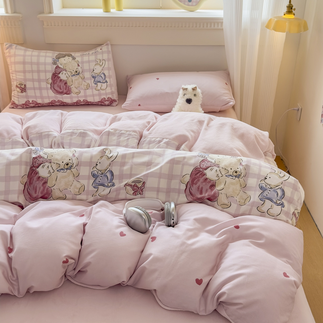 91家纺网 家纺一手货源 找家纺 KA家纺 2025新款秋冬A棉B绒纯棉牛奶绒棉加绒四件套 晚安宝贝