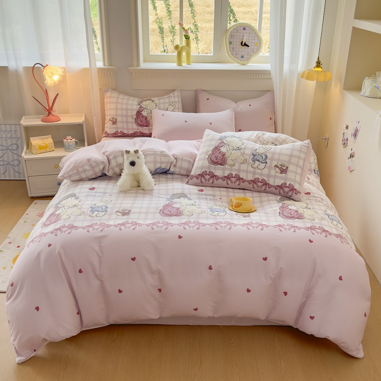 91家纺网 家纺一手货源 找家纺 KA家纺 2025新款秋冬A棉B绒纯棉牛奶绒棉加绒四件套 晚安宝贝