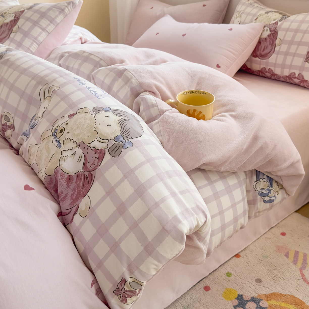 KA家纺 2025新款秋冬A棉B绒纯棉牛奶绒棉加绒四件套 晚安宝贝