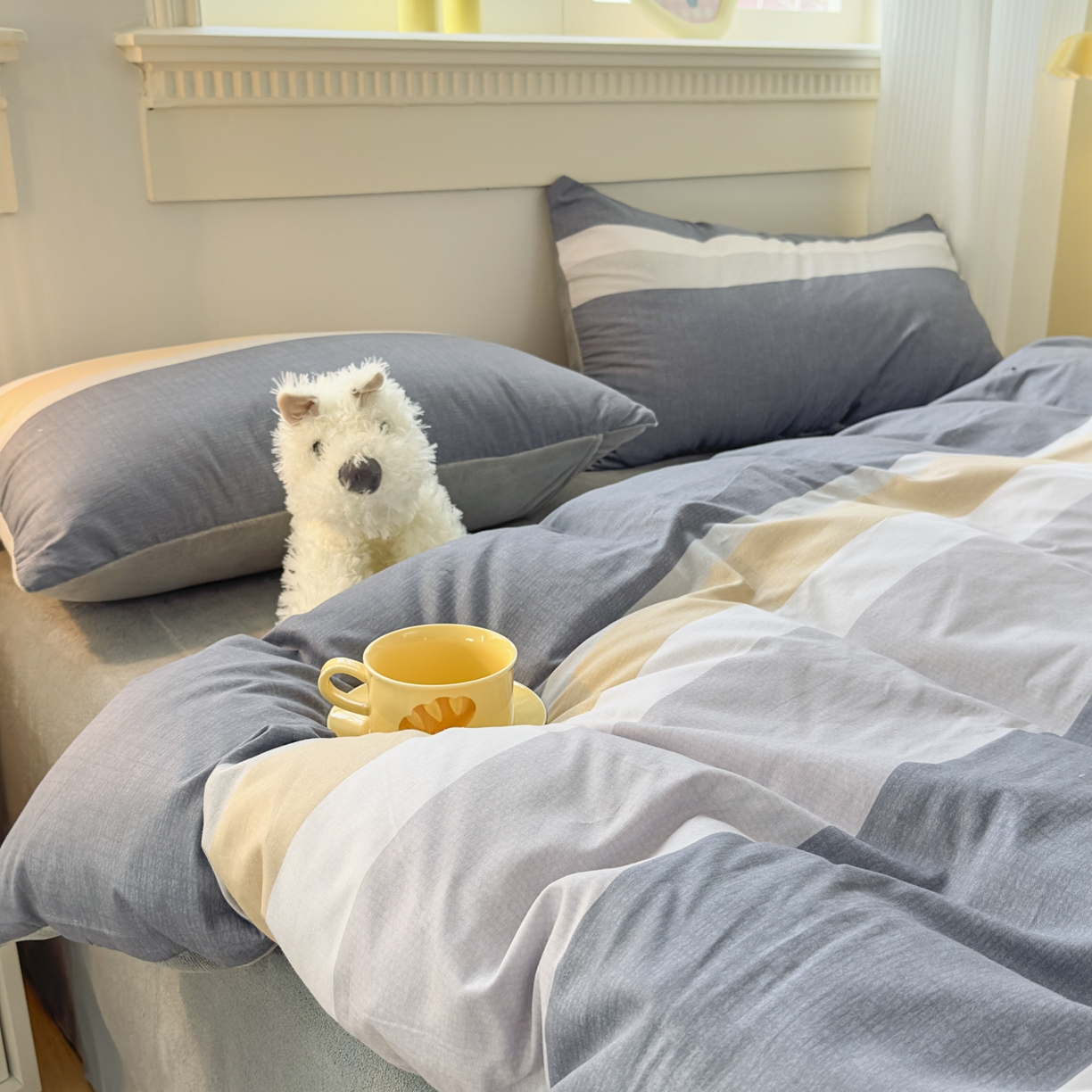 91家纺网 家纺一手货源 找家纺 KA家纺 2025新款秋冬A棉B绒纯棉牛奶绒棉加绒四件套 静雅花韵