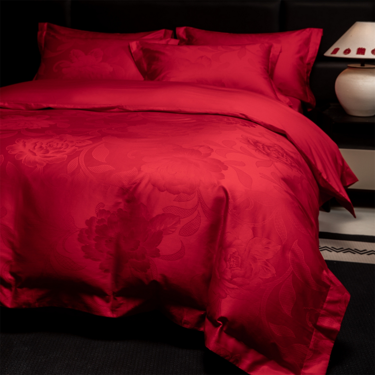 91家纺网 家纺一手货源 找家纺 （总）欧乐蒂 2025新款高支高密婚庆提花四件套