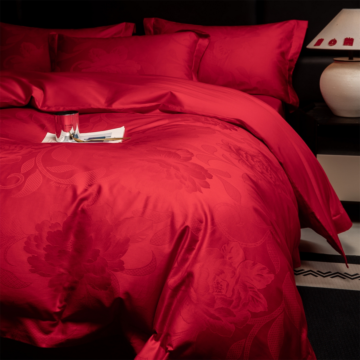 91家纺网 家纺一手货源 找家纺 （总）欧乐蒂 2025新款高支高密婚庆提花四件套