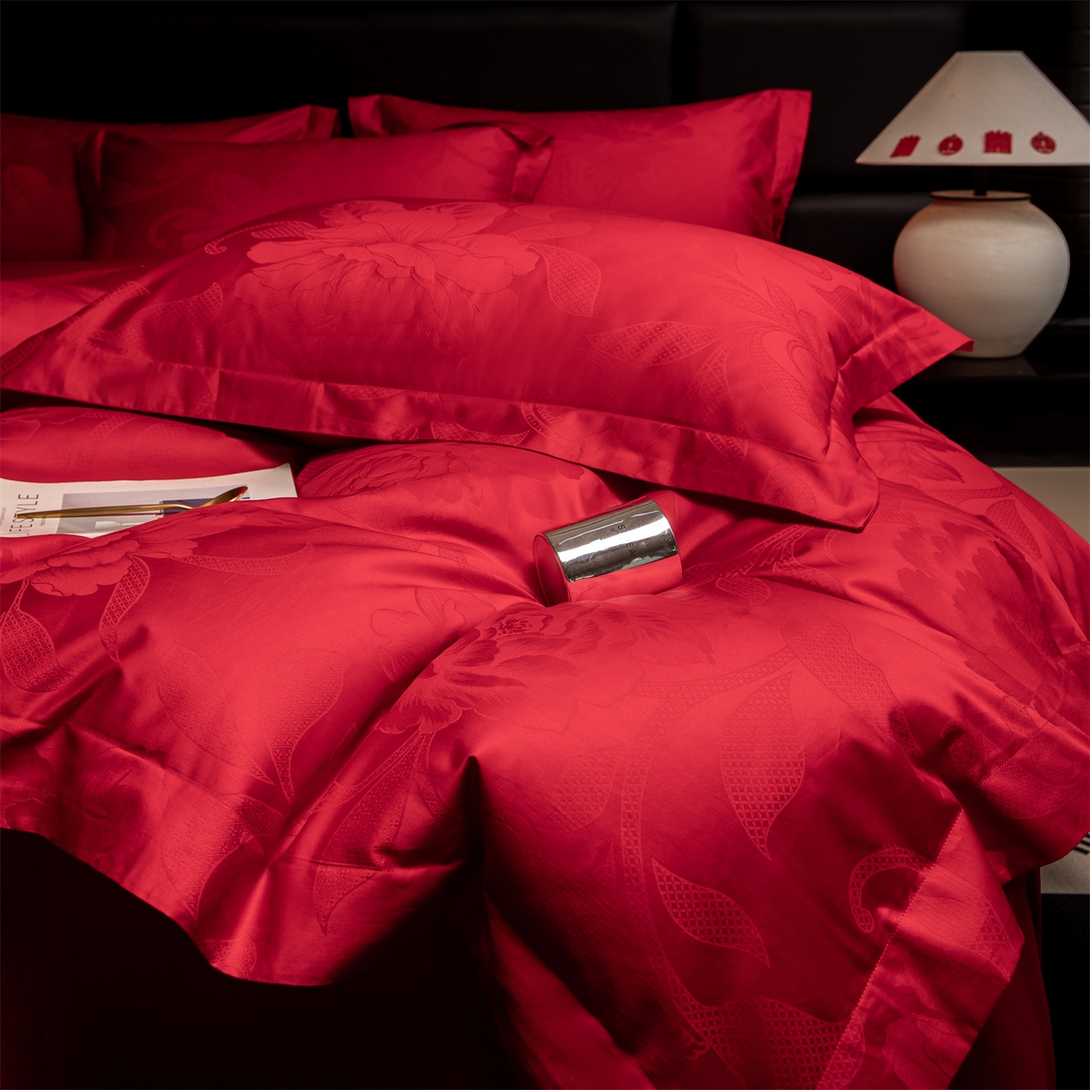 91家纺网 家纺一手货源 找家纺 （总）欧乐蒂 2025新款高支高密婚庆提花四件套