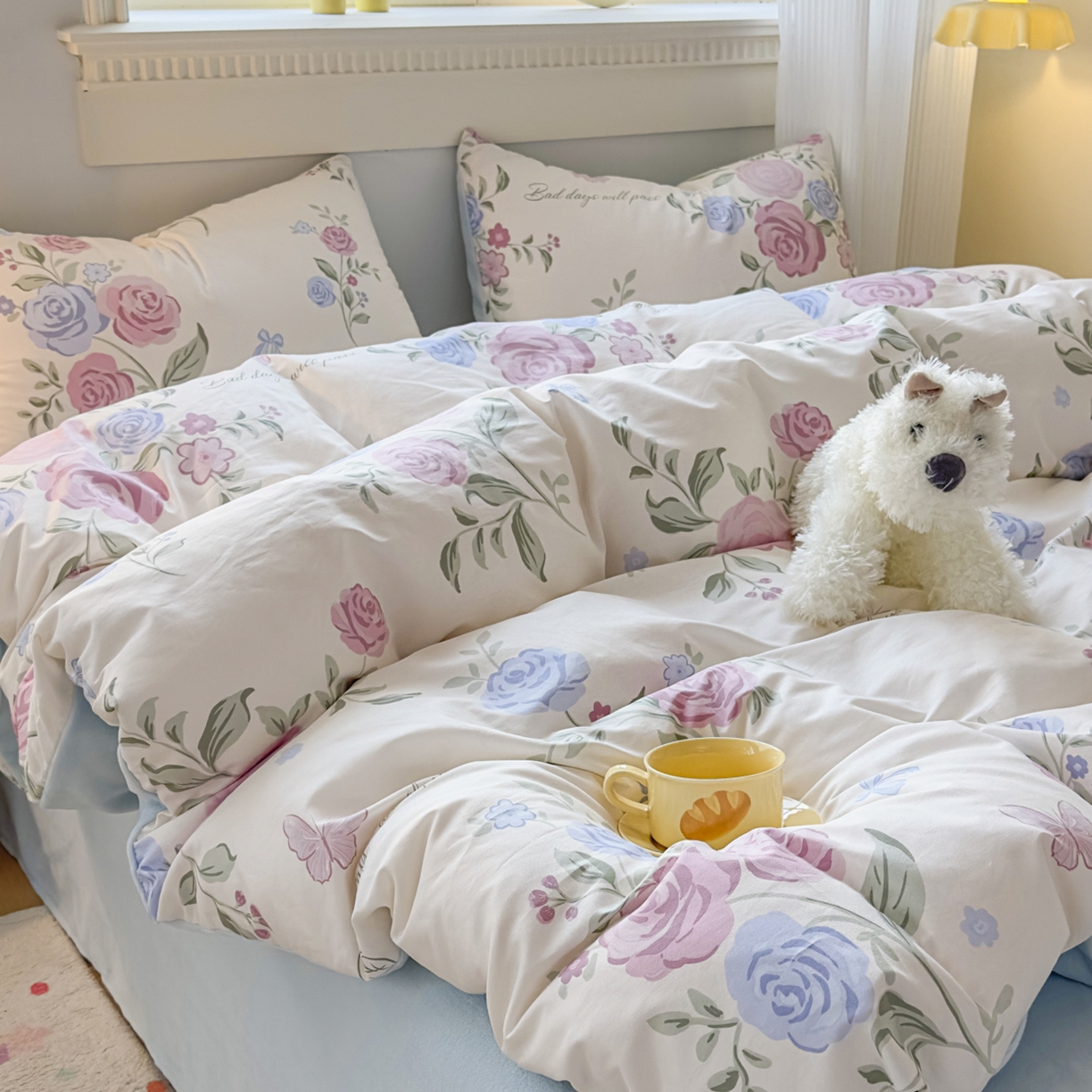 91家纺网 家纺一手货源 找家纺 KA家纺 2025新款秋冬A棉B绒纯棉牛奶绒棉加绒四件套 月落微尘