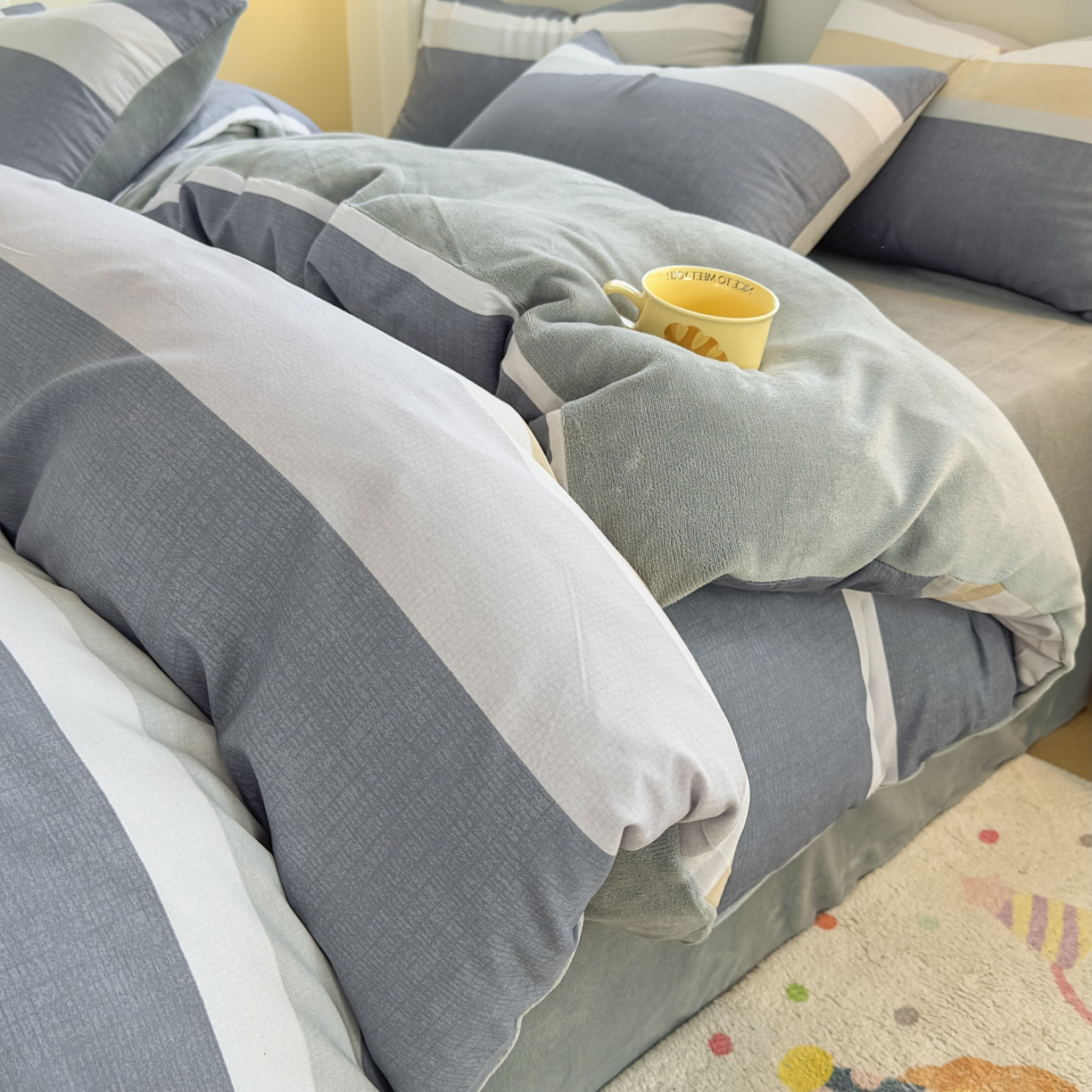 91家纺网 家纺一手货源 找家纺 （总）KA家纺 2025新款秋冬A棉B绒纯棉牛奶绒棉加绒四件套