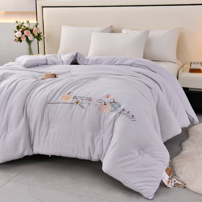 91家纺网 家纺一手货源 找家纺 小牛席业 2025新款A类南瓜被芯 南瓜被系列（灰色）