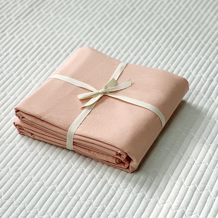 拾小柒 2025新款全棉色织水洗棉单件被套 粉玉色