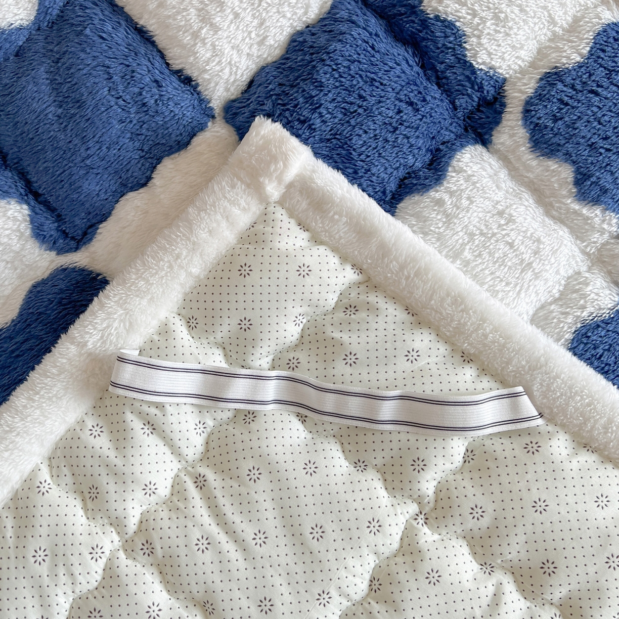 91家纺网 家纺一手货源 找家纺 眠势力 2025新款北极绒学生床垫加绒牛奶绒床褥子秋冬保暖珊瑚绒夹棉上下铺床护垫 棋盘格-海幽蓝