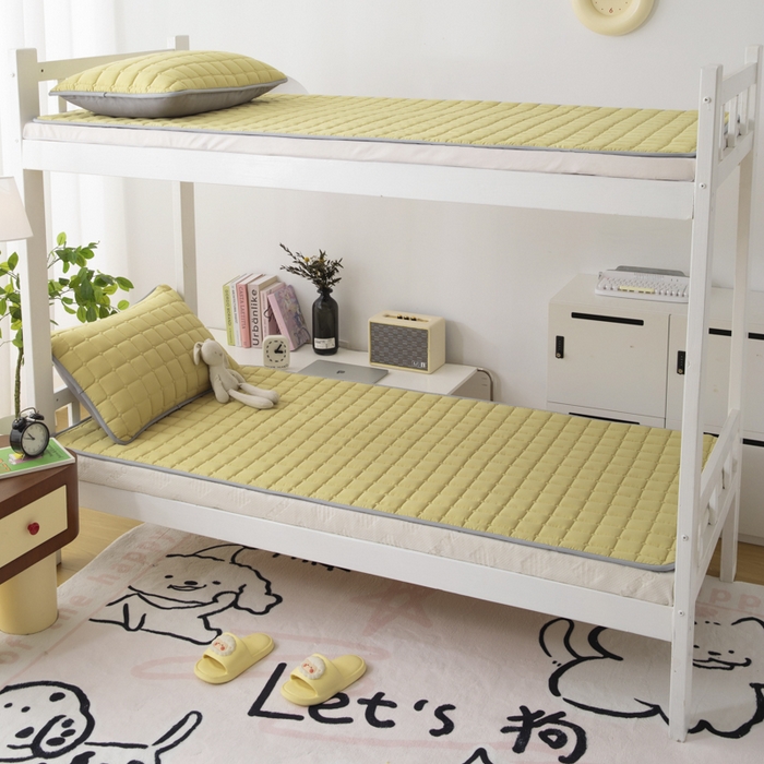 91家纺网 家纺一手货源 找家纺 拾小柒 2025新款A类原棉大豆纤维加厚床褥子床垫保护垫铺床款学生款 姜黄 学生款