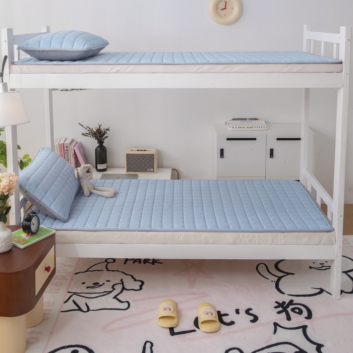 91家纺网 家纺一手货源 找家纺 拾小柒 2025新款A类原棉大豆纤维加厚床褥子床垫保护垫铺床款学生款 蓝 学生款