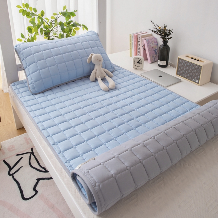 91家纺网 家纺一手货源 找家纺 拾小柒 2025新款A类原棉大豆纤维加厚床褥子床垫保护垫铺床款学生款 蓝 学生款