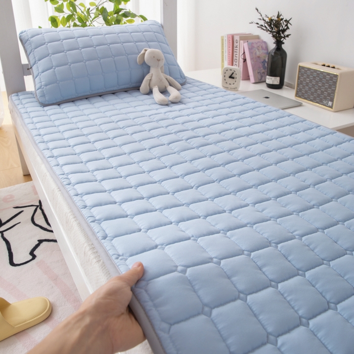 91家纺网 家纺一手货源 找家纺 拾小柒 2025新款A类原棉大豆纤维加厚床褥子床垫保护垫铺床款学生款 蓝 学生款