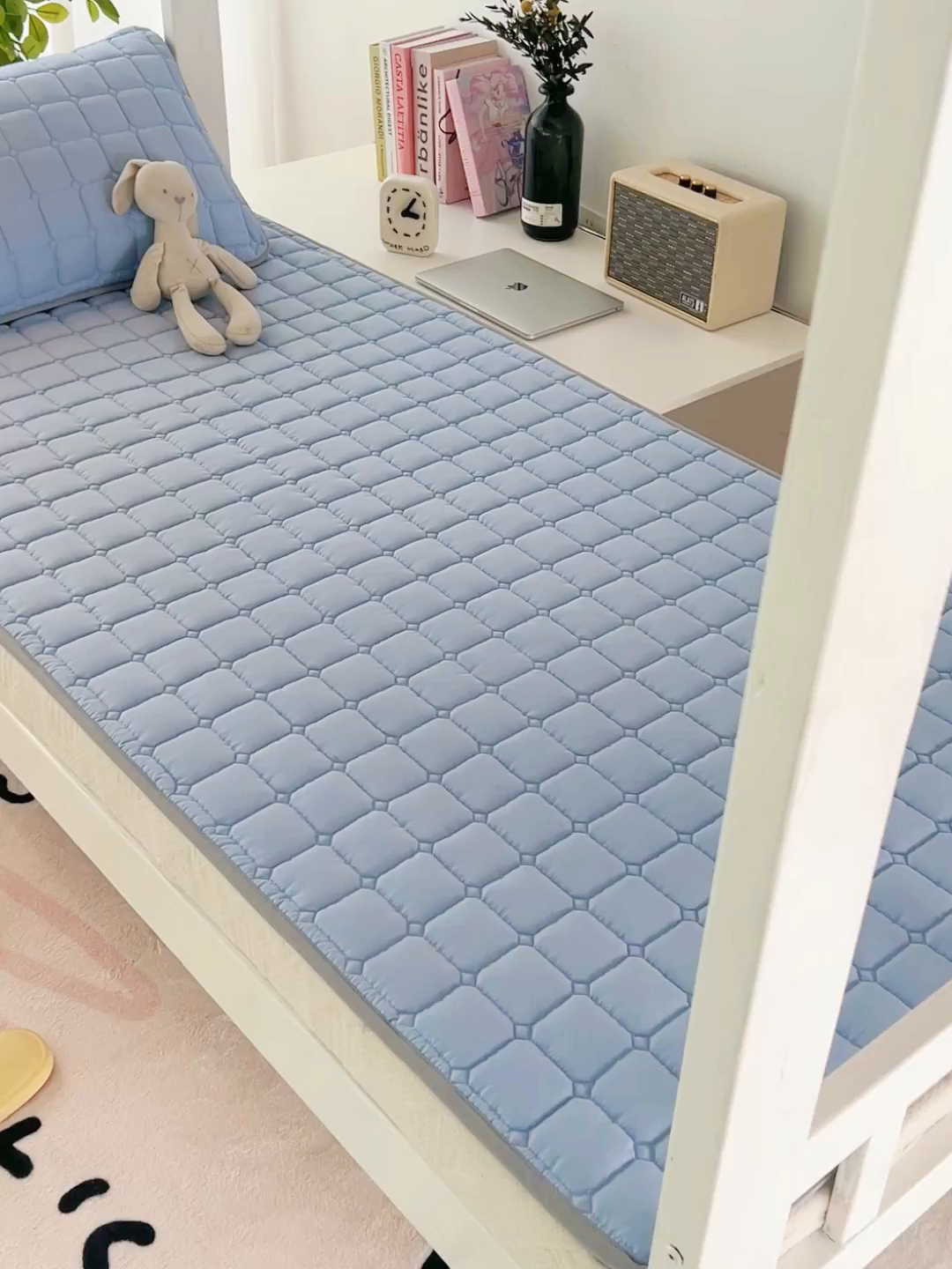 91家纺网 家纺一手货源 找家纺 拾小柒 2025新款A类原棉大豆纤维加厚床褥子床垫保护垫铺床款学生款 蓝 学生款