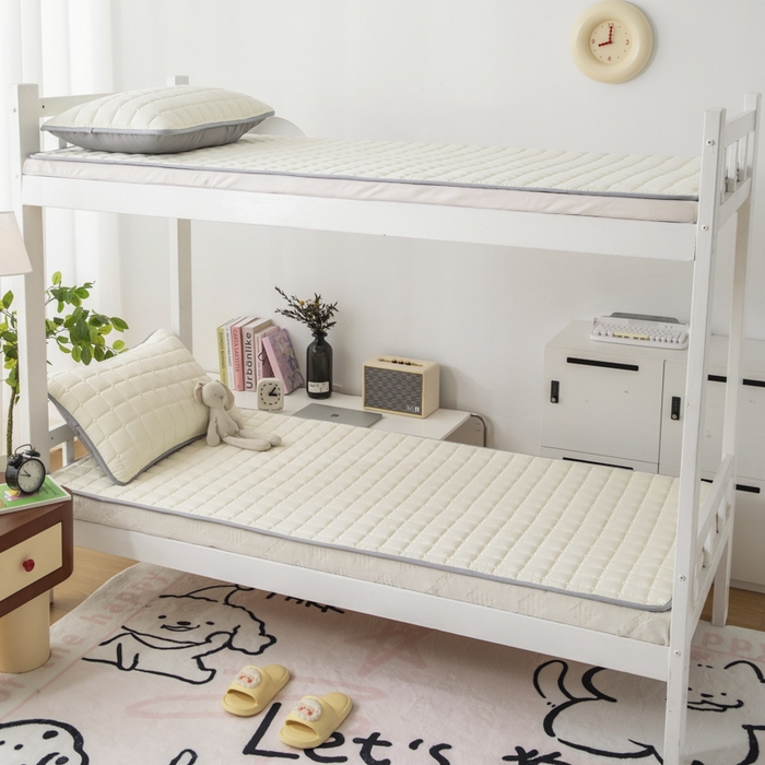 91家纺网 家纺一手货源 找家纺 拾小柒 2025新款A类原棉大豆纤维加厚床褥子床垫保护垫铺床款学生款 米白 学生款