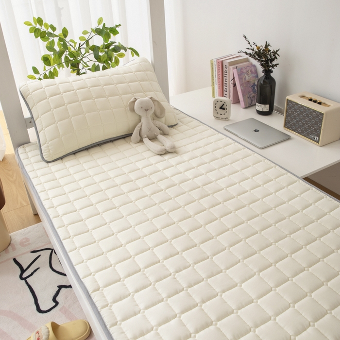 91家纺网 家纺一手货源 找家纺 拾小柒 2025新款A类原棉大豆纤维加厚床褥子床垫保护垫铺床款学生款 米白 学生款