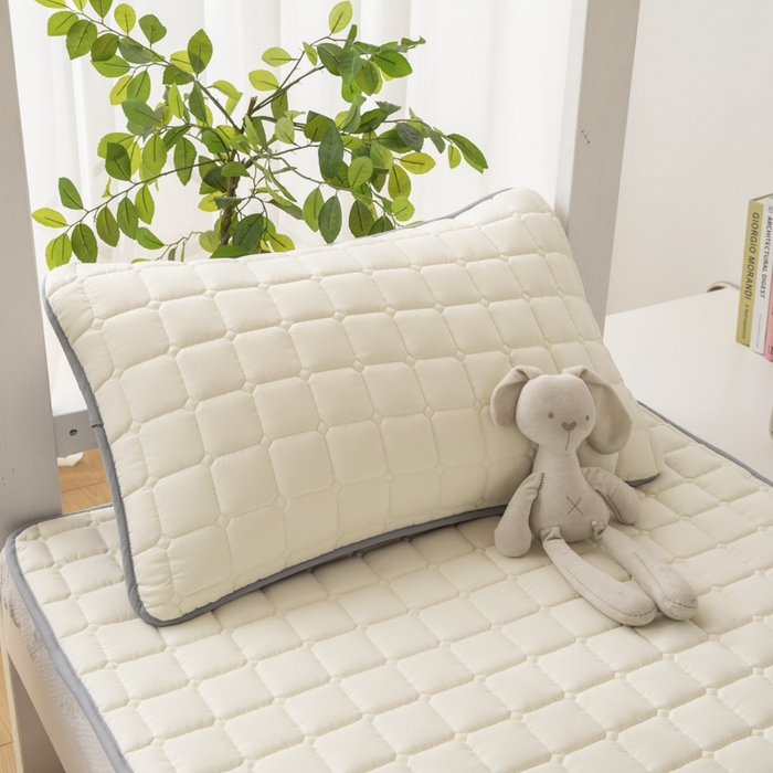 91家纺网 家纺一手货源 找家纺 拾小柒 2025新款A类原棉大豆纤维加厚床褥子床垫保护垫铺床款学生款 米白 学生款