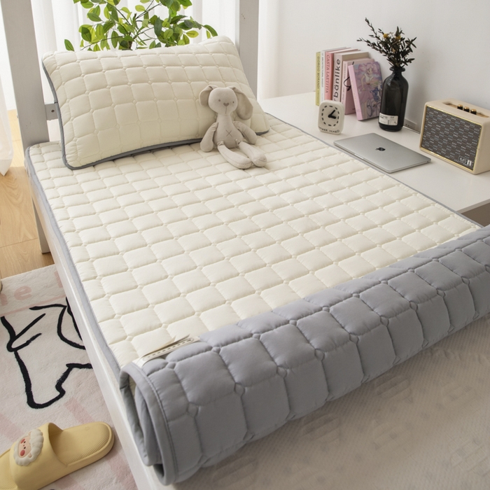 91家纺网 家纺一手货源 找家纺 拾小柒 2025新款A类原棉大豆纤维加厚床褥子床垫保护垫铺床款学生款 米白 学生款