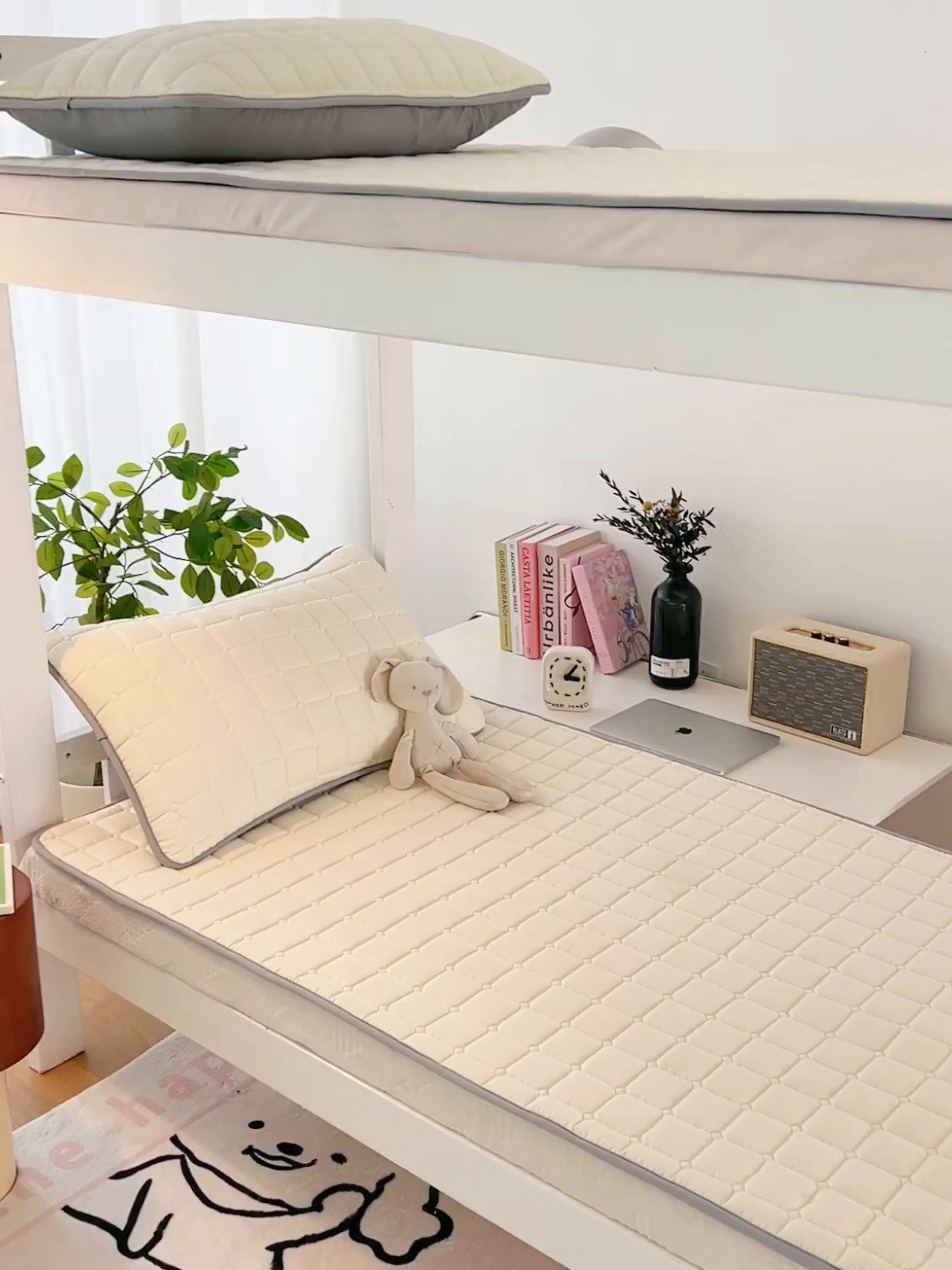 91家纺网 家纺一手货源 找家纺 拾小柒 2025新款A类原棉大豆纤维加厚床褥子床垫保护垫铺床款学生款 米白 学生款