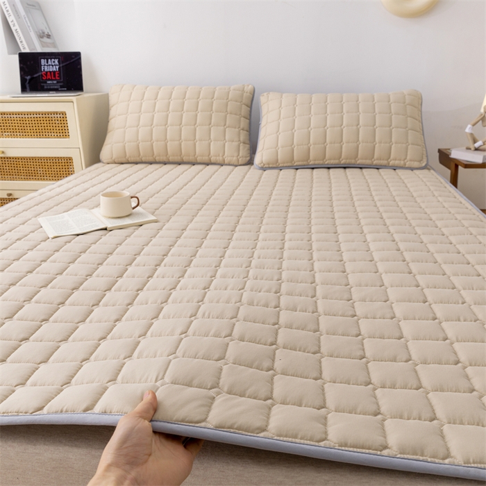 91家纺网 家纺一手货源 找家纺 拾小柒 2025新款A类原棉大豆纤维加厚床褥子床垫保护垫铺床款成人款-床护垫 咖 成人款