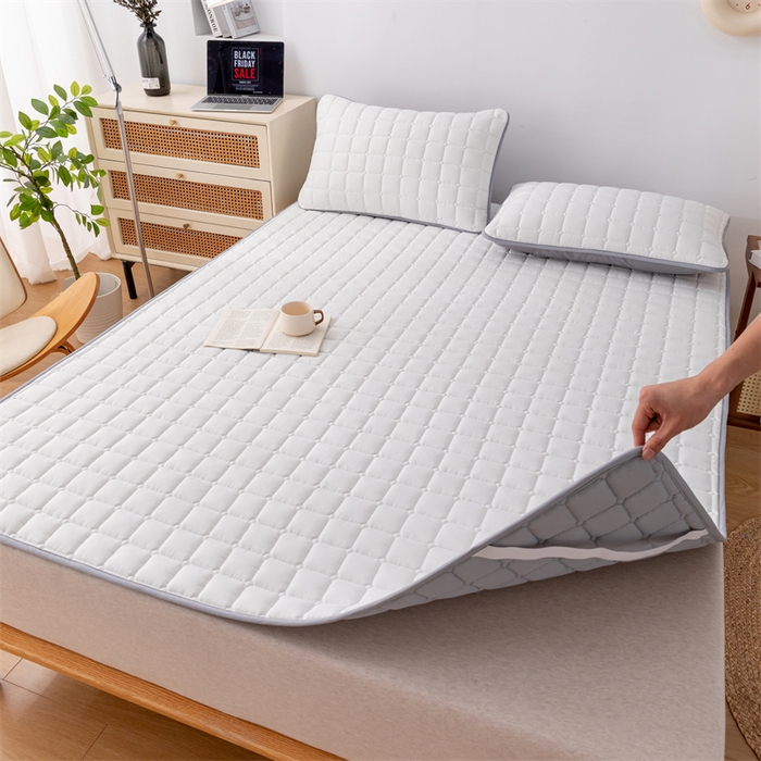 91家纺网 家纺一手货源 找家纺 拾小柒 2025新款A类原棉大豆纤维加厚床褥子床垫保护垫铺床款成人款-床护垫 白 成人款