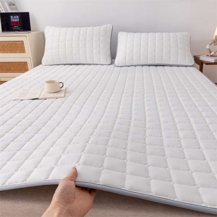 91家纺网 家纺一手货源 找家纺 拾小柒 2025新款A类原棉大豆纤维加厚床褥子床垫保护垫铺床款成人款-床护垫 白 成人款