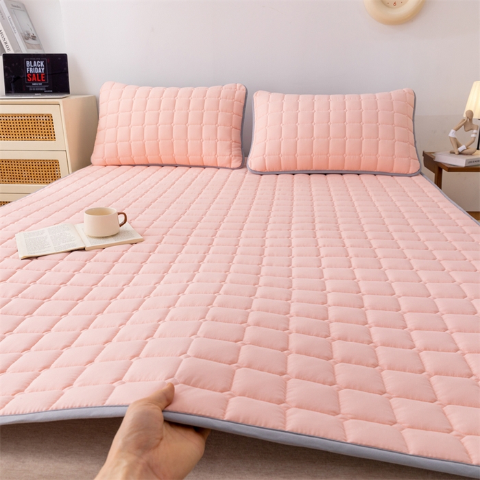 91家纺网 家纺一手货源 找家纺 拾小柒 2025新款A类原棉大豆纤维加厚床褥子床垫保护垫铺床款成人款-床护垫 粉 成人款