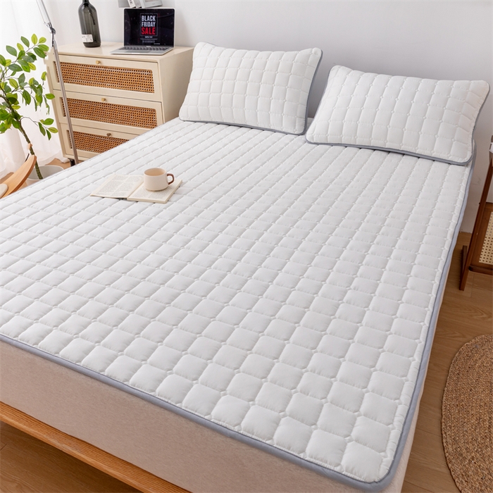 91家纺网 家纺一手货源 找家纺 拾小柒 2025新款A类原棉大豆纤维加厚床褥子床垫保护垫铺床款成人款-床护垫 白 成人款