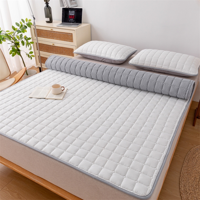 91家纺网 家纺一手货源 找家纺 拾小柒 2025新款A类原棉大豆纤维加厚床褥子床垫保护垫铺床款成人款-床护垫 白 成人款