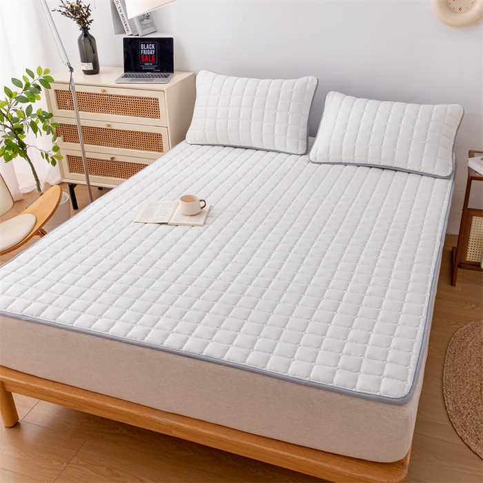 91家纺网 家纺一手货源 找家纺 拾小柒 2025新款A类原棉大豆纤维加厚床褥子床垫保护垫铺床款成人款-床护垫 白 成人款