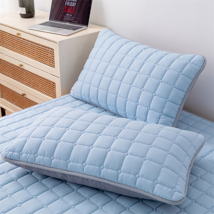 91家纺网 家纺一手货源 找家纺 拾小柒 2025新款A类原棉大豆纤维加厚床褥子床垫保护垫铺床款成人款-床护垫 蓝 成人款