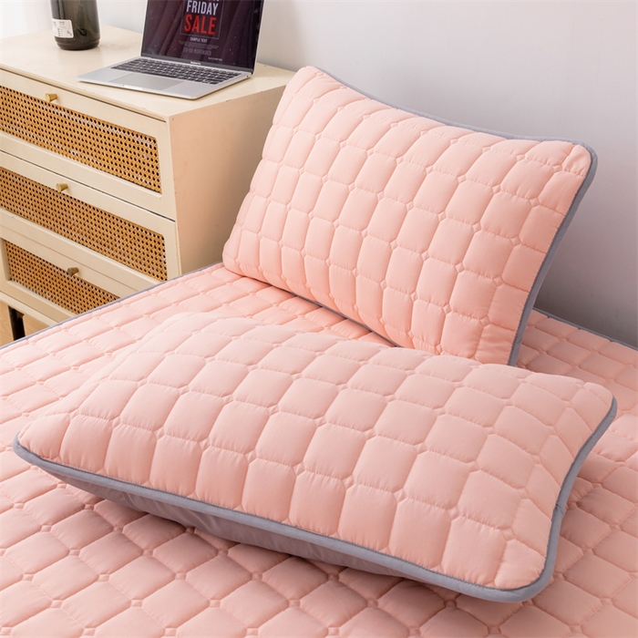 91家纺网 家纺一手货源 找家纺 拾小柒 2025新款A类原棉大豆纤维加厚床褥子床垫保护垫铺床款成人款-床护垫 粉 成人款