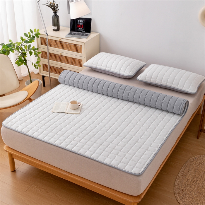 91家纺网 家纺一手货源 找家纺 拾小柒 2025新款A类原棉大豆纤维加厚床褥子床垫保护垫铺床款成人款-床护垫 白 成人款