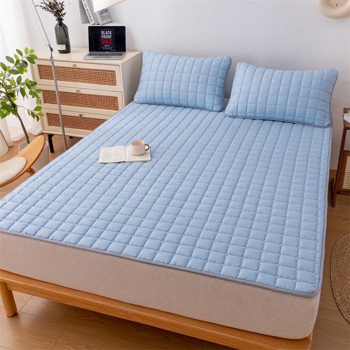 91家纺网 家纺一手货源 找家纺 拾小柒 2025新款A类原棉大豆纤维加厚床褥子床垫保护垫铺床款成人款-床护垫 蓝 成人款