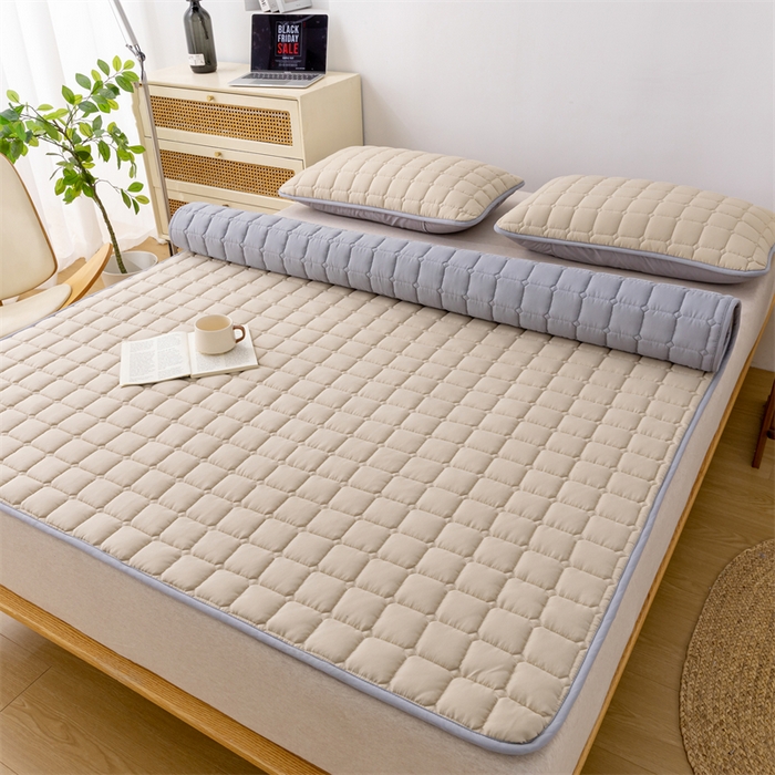 91家纺网 家纺一手货源 找家纺 拾小柒 2025新款A类原棉大豆纤维加厚床褥子床垫保护垫铺床款成人款-床护垫 咖 成人款