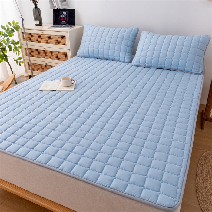 91家纺网 家纺一手货源 找家纺 拾小柒 2025新款A类原棉大豆纤维加厚床褥子床垫保护垫铺床款成人款-床护垫 蓝 成人款