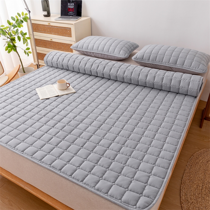 91家纺网 家纺一手货源 找家纺 拾小柒 2025新款A类原棉大豆纤维加厚床褥子床垫保护垫铺床款成人款-床护垫 高级灰 成人款