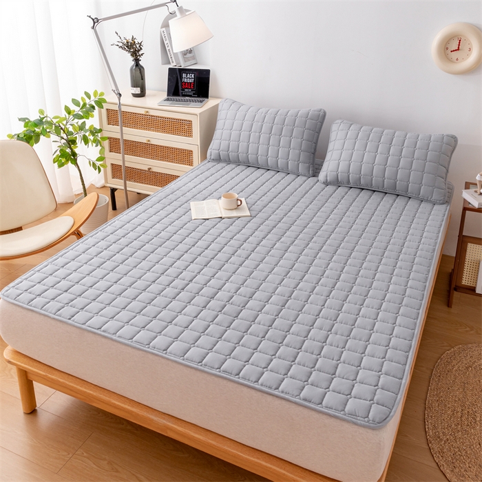 91家纺网 家纺一手货源 找家纺 拾小柒 2025新款A类原棉大豆纤维加厚床褥子床垫保护垫铺床款成人款-床护垫 高级灰 成人款