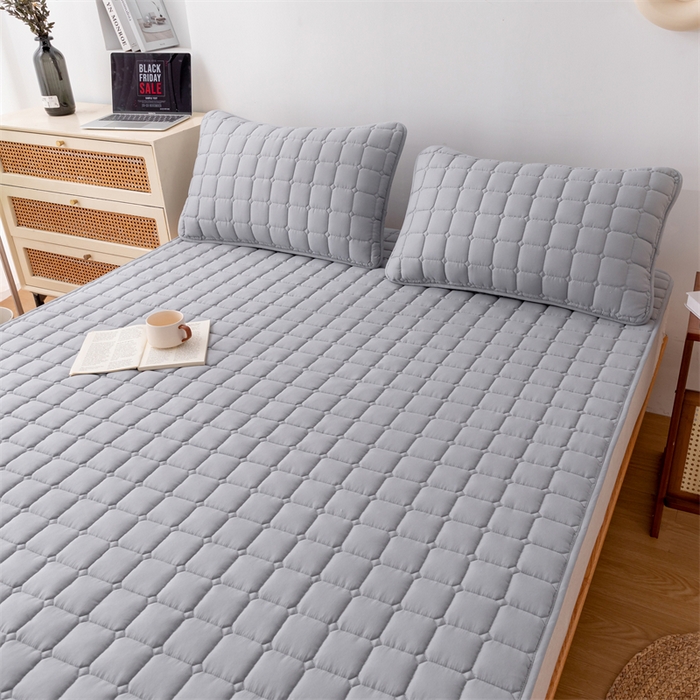 91家纺网 家纺一手货源 找家纺 拾小柒 2025新款A类原棉大豆纤维加厚床褥子床垫保护垫铺床款成人款-床护垫 高级灰 成人款