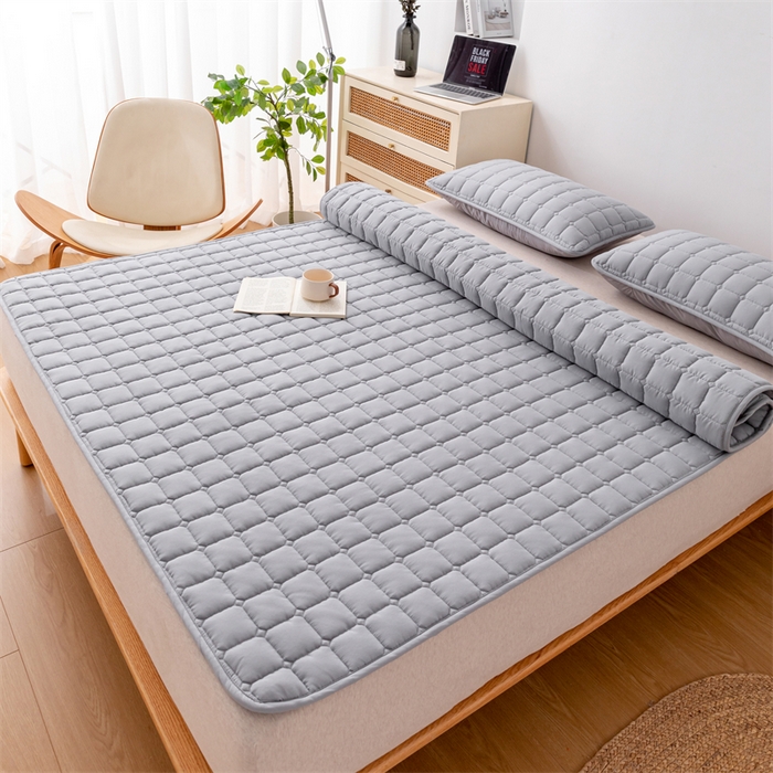 91家纺网 家纺一手货源 找家纺 拾小柒 2025新款A类原棉大豆纤维加厚床褥子床垫保护垫铺床款成人款-床护垫 高级灰 成人款