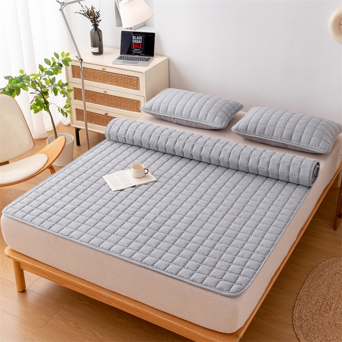 91家纺网 家纺一手货源 找家纺 拾小柒 2025新款A类原棉大豆纤维加厚床褥子床垫保护垫铺床款成人款-床护垫 高级灰 成人款