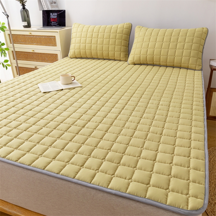 91家纺网 家纺一手货源 找家纺 拾小柒 2025新款A类原棉大豆纤维加厚床褥子床垫保护垫铺床款成人款-床护垫 姜黄 成人款