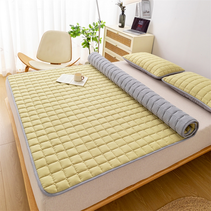 91家纺网 家纺一手货源 找家纺 拾小柒 2025新款A类原棉大豆纤维加厚床褥子床垫保护垫铺床款成人款-床护垫 姜黄 成人款