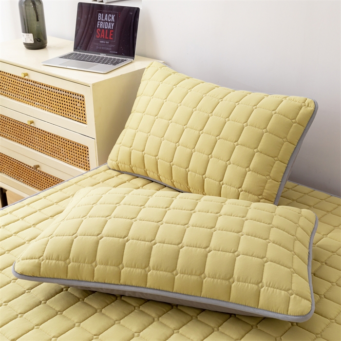 91家纺网 家纺一手货源 找家纺 拾小柒 2025新款A类原棉大豆纤维加厚床褥子床垫保护垫铺床款成人款-床护垫 姜黄 成人款